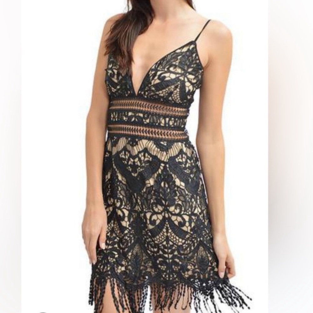 Saylor black lace mini dress